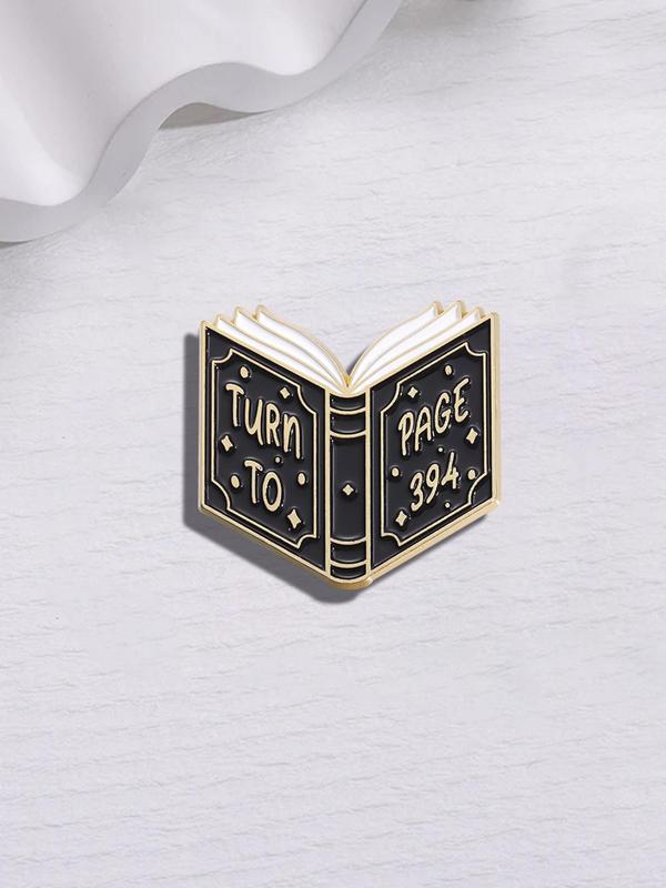 Book Design Brooch, Fashionable Alloy Letters Design Brooch for Clothes, Fashion Brooch for Daily Clothing Decor, Trendy All-match & Exquisite Brooch for Birthday Gift