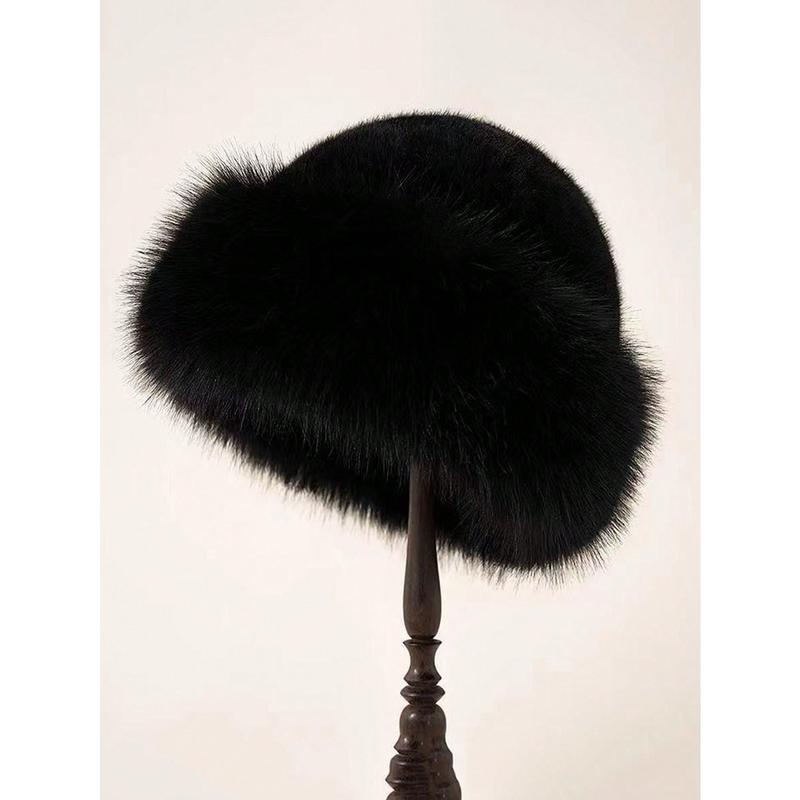 1pc Women Winter Furry Hat, European & Korean Style Warm Headwear, Solid Color Cute & Versatile, Thicker Design