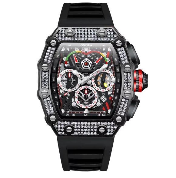 Men's Luxury Sport Chronograph Watch - Multi-Functional Precision Quartz Chronograph, Water-Resistant, and Durable Silicon Strap mens