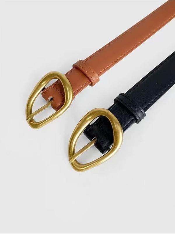 Women's Fashionable Solid Color PU Buckle Belt, Casual Waistband for Jeans, Fashion Belt for Party, Daily Clothing Decor, Trendy All-match & Exquisite Belt for Gift