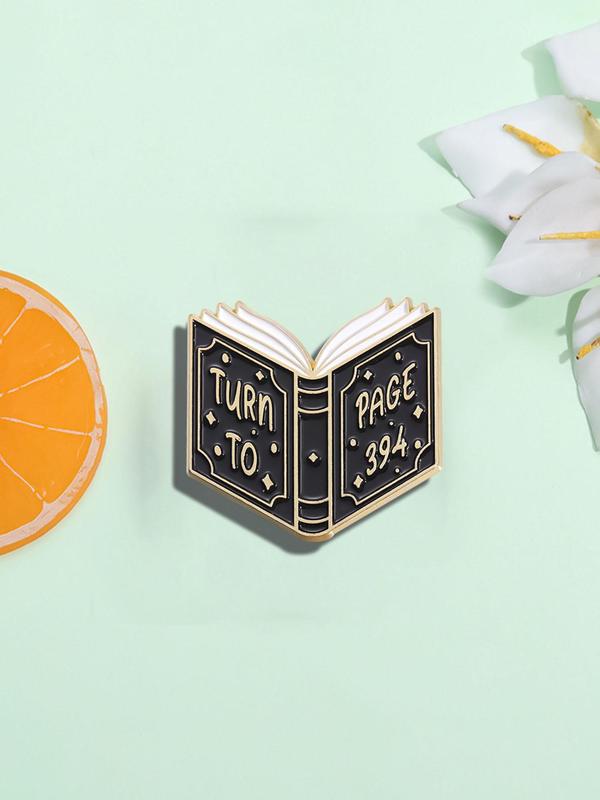 Book Design Brooch, Fashionable Alloy Letters Design Brooch for Clothes, Fashion Brooch for Daily Clothing Decor, Trendy All-match & Exquisite Brooch for Birthday Gift