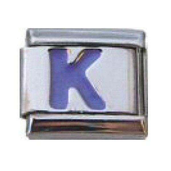 Italian Charm Link Purple Letter K 9mm Fashion Charm