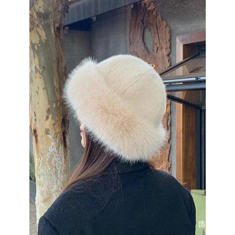 1pc Women Winter Furry Hat, European & Korean Style Warm Headwear, Solid Color Cute & Versatile, Thicker Design