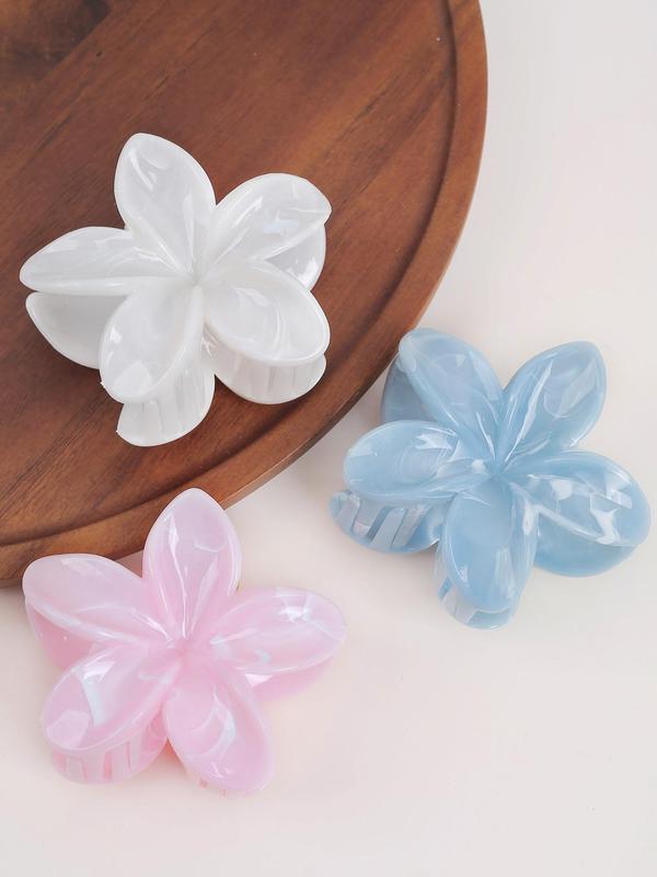 Simple Mixed Color Flower Design Hair Claws, 2024 New Style Cute Hair Accessories for Women & Girls, Minimalist Headwear Suitable for Thick Hair Hairstyles Ideas