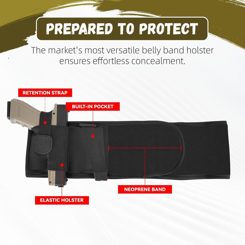 Stealth Fit Belly Band Holster: Premium Elastic, Breathable, Tactical Design - Perfect For Men And Women Concealed Carry!