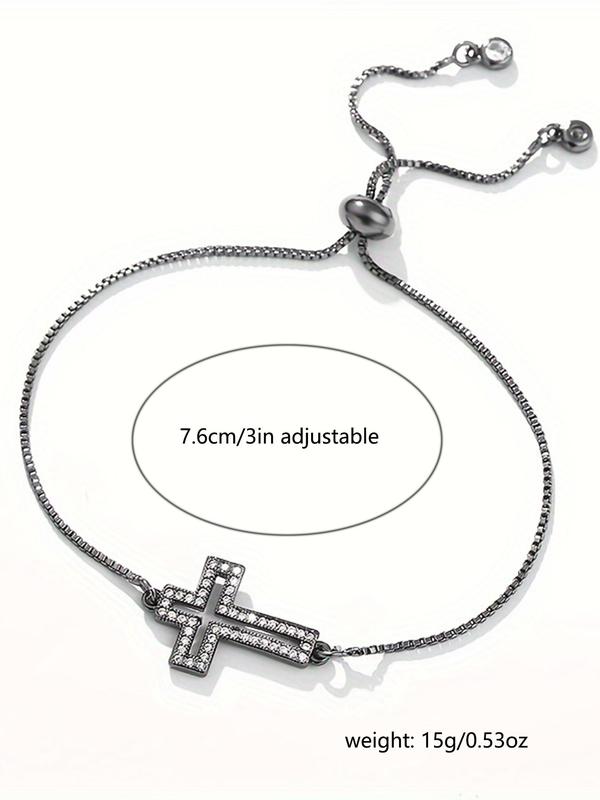 Rhinestone Cross Charm Bracelet, Fashionable Matching Bracelet Jewelry for Women & Men for Party, Daily Clothing Decor Back To School for Fall 2024, Fall Outfits, Fall Freshness