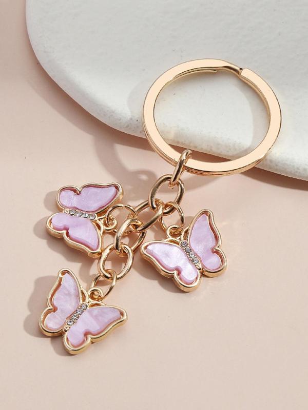 Cute Butterfly Design Keychain, Rhinestone Decor Keychain for Women & Girls, Fashion Accessories for Daily Use, Trendy All-match & Exquisite Keychain for Birthday Gift