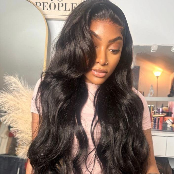 Amanda Hair Glueless Loose Wave Wigs with Curtain Bangs 6x4 Pre-cut Pre bleached Body wave wig 13x4 Lace Frontal Wig For Women