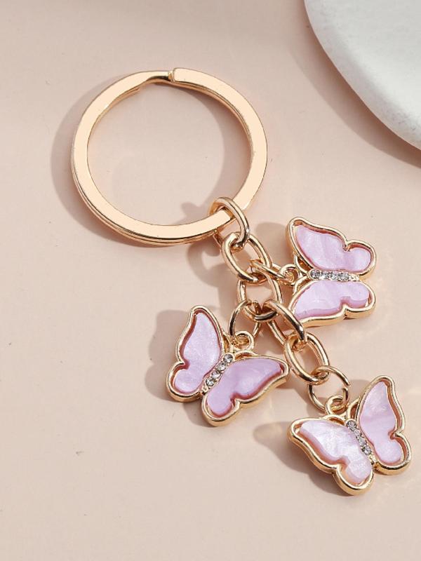 Cute Butterfly Design Keychain, Rhinestone Decor Keychain for Women & Girls, Fashion Accessories for Daily Use, Trendy All-match & Exquisite Keychain for Birthday Gift