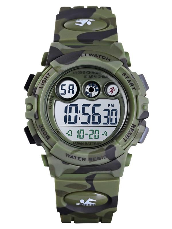 Fashion Camo Pattern Digital Watch with Date & Week & Led Display, Casual Sporty Digital Watch with Luminous Dial & Alarm Function, Waterproof Watch for Men with Box