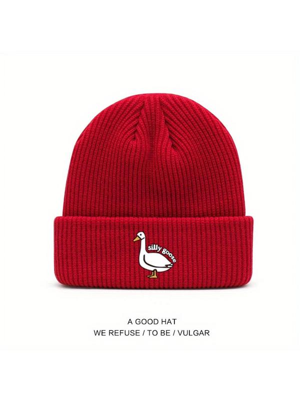 Unisex Casual Duck Graphic Beanie Hat, New Style Knit Hat for Fall & Winter, Fashion Accessories for Both Men & Women