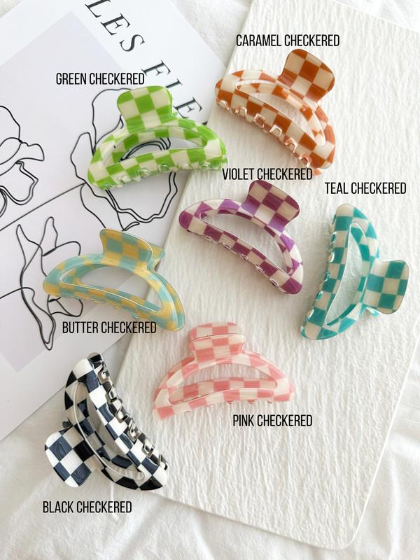 Checkered Crescent Hair Clips Hair Claws - CONNIE CHECKERED