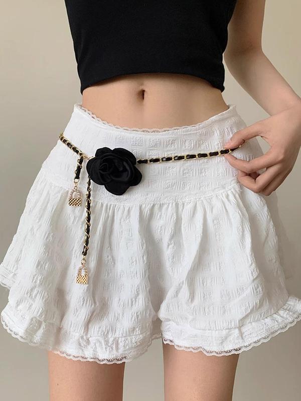 Women's Elegant Flower Decorated Skinny Belt, Fashionable Lock Design Waist Belt for Women & Girls, Fashion Belt for  Clothing Decor, Trendy Belt for Gift