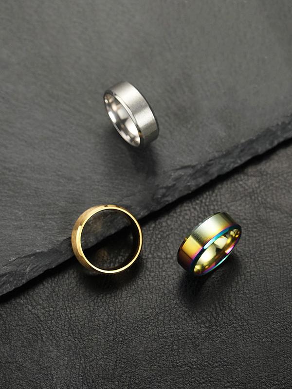 Simple Plain Color Ring, Fashion Accessories for Both Men & Women for Party, Daily Clothing Decor, Trendy All-match & Exquisite Jewelry for Birthday Gift