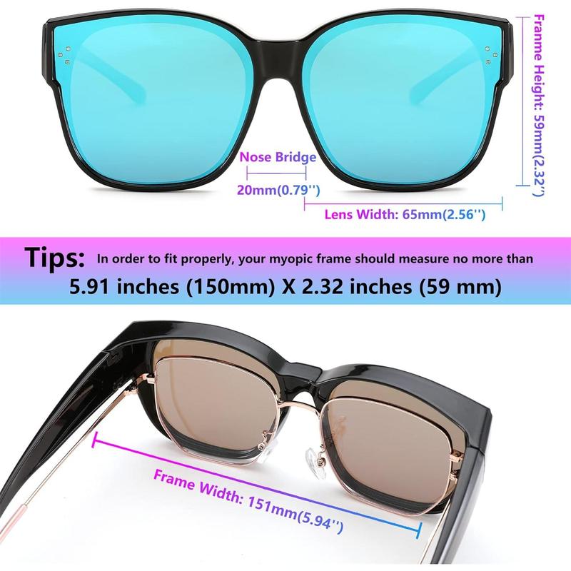 FEISEDY Women Men Polarized Fit Over Sunglasses Oversized Trendy Square Cat Eye Wear Over Glasses B2849