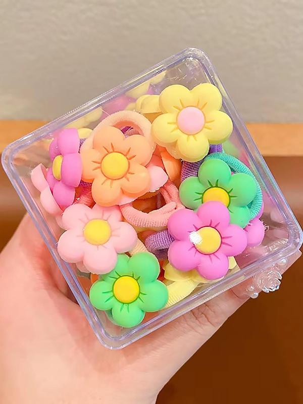 Cute Cartoon Flower & Bowknot & Fruit Design Hair Ties, Random High Stretch Hair Ties, Fashion Hair Accessories for Girls & Women