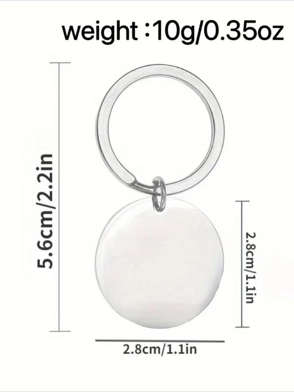 Letters Engraved Stainless Steel Keychain, Round Shaped Keychain for Bag & Key Decor, Trendy All-match & Exquisite Keychain for Birthday Gift