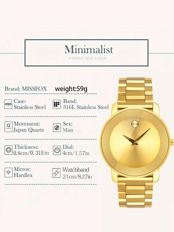 Men's Classic Ultra-thin Round Dial Quartz Watch, Business Fashion Stainless Steel Waterproof Quartz Watch, Trendy All-match Watch for Birthday Gift with Box Watches For Men