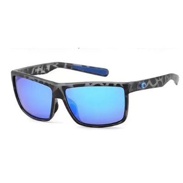 Costa Rin Black Leopard-Blue Polarized Sunglasses Rectangular Sunglasses For Men And Women