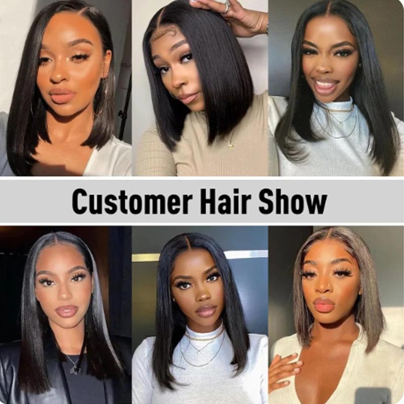 Glueless Wigs 13x4 Short Bob Wigs Bone Straight Lace Front Human Hair Wigs for Women Brazilian HD Transparent Lace Frontal Wigs