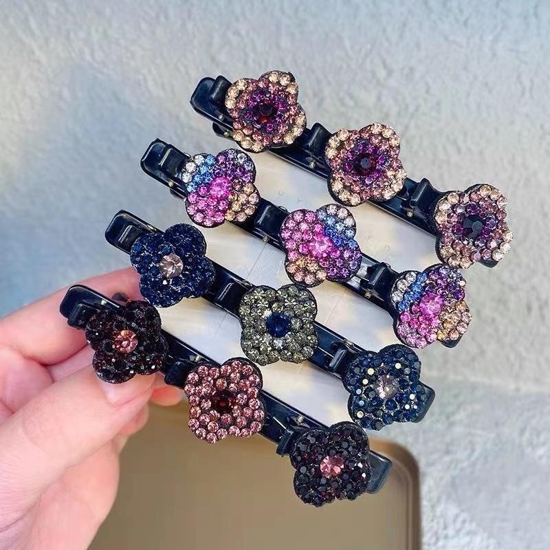 Rhinestone Decorated Hair Clips (8 Counts set), Fashionable Hair Accessories For Women & Girls, Heatless Styling Tools For Daily Use