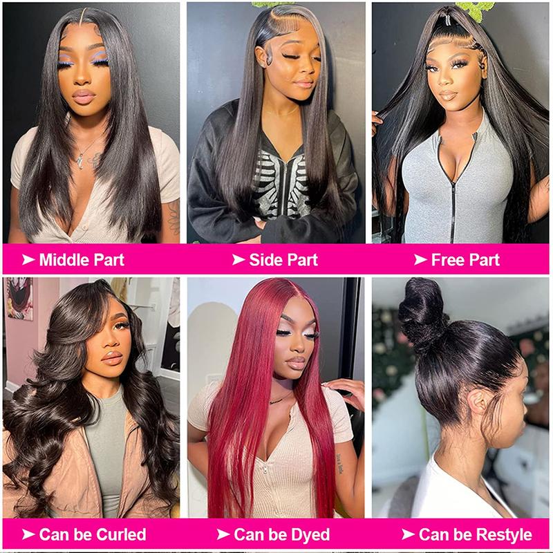 13x4 HD Transparent Lace Front Wigs Human Hair Smooth Pre Plucked For Women Brazilian 13x4 Lace Frontal Wig Human Hair Straight 180% 28 30 inch Straight Wigs Sale