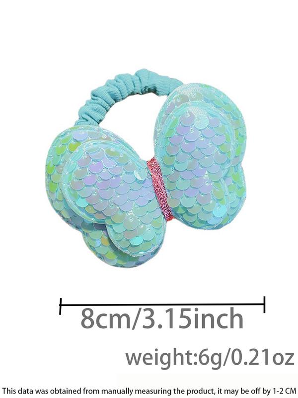 5pcs set Color Cute Butterfly Design Hair Tie, Sequin Hair Tie for Gift, Fashion Hair Accessories for Women & Girls