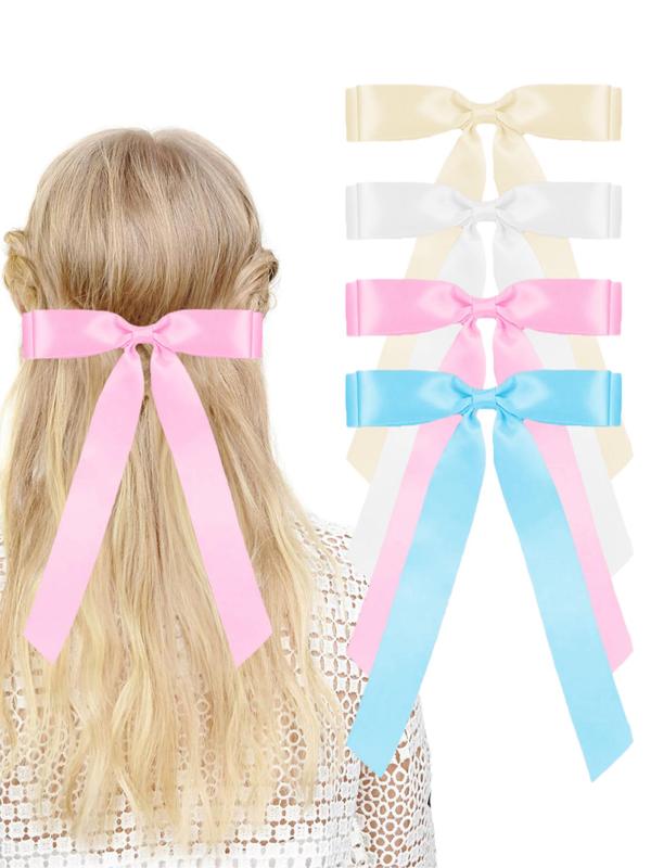 Solid Color Bow Decor Hair Clip, Elegant Hair Accessories for Women & Girls, Minimalist Headwear Suitable for Thick Hair