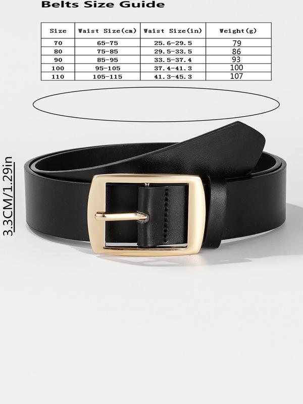 Women's Plain Fashion PU Buckle Belt, Casual Decorative Waistband for Jeans Skirt Shorts, Fashion Clothing Accessory