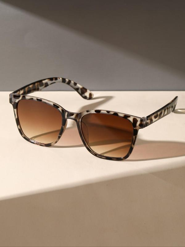 Unisex Vintage Square Frame Tinted Lens Leopard Sunglasses (1 Pair), Trendy Casual Sunglasses for Everyday Use, Fashionable Versatile Accessories for Outdoor Activities