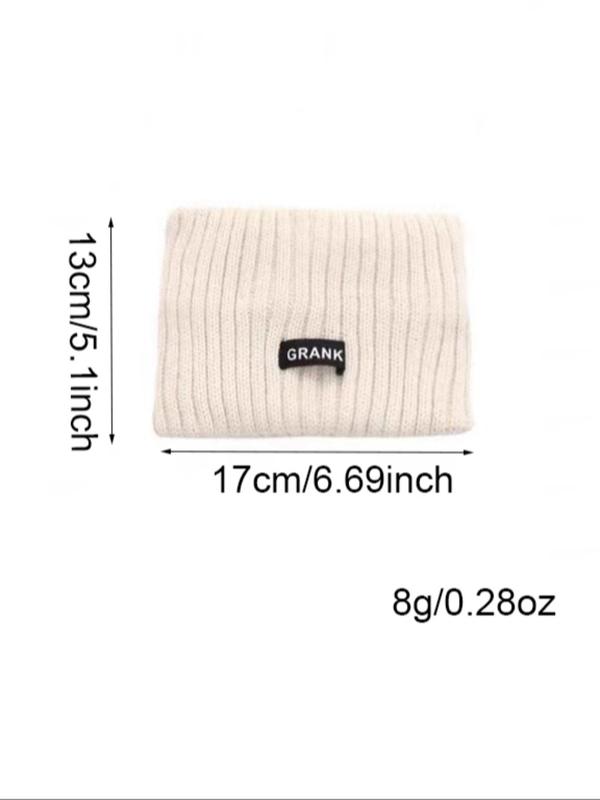 Label Patched Design Knit Headband, Casual Warm Hair Band for Women & Girls, Fashion Hair Accessories for Daily Wear