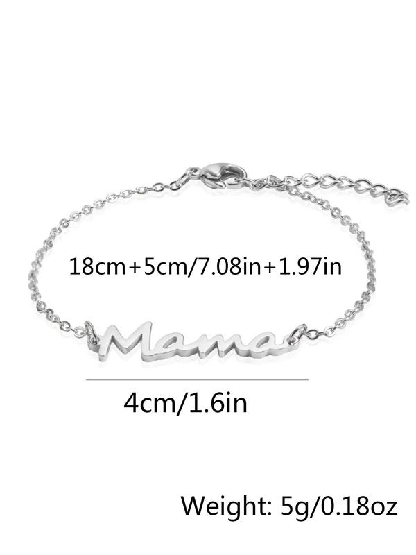 Fashion Letter Charm Link Bracelet, Stainless Steel Jewelry for Women for Party, Daily Clothing Decor, Trendy All-match & Exquisite Jewelry for Birthday Gift