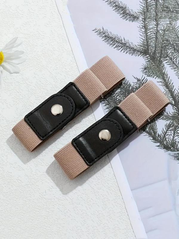 1 Pair No Buckle Elastic Belt for Women Men, High Stretch Belt for Pants Jeans, Casual Buckle Free Adjustable Invisible Belt, Trendy Accessories