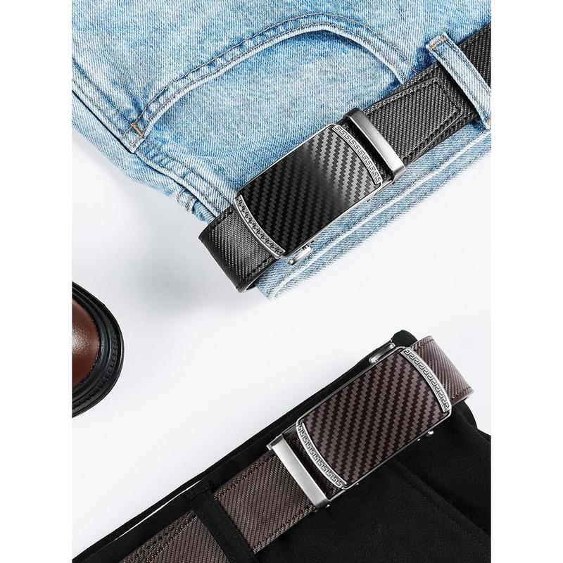 Mens Ratchet Belt leather 1 3 8 ''adjustable belts for mens dress casual jeans comfort trim to fit