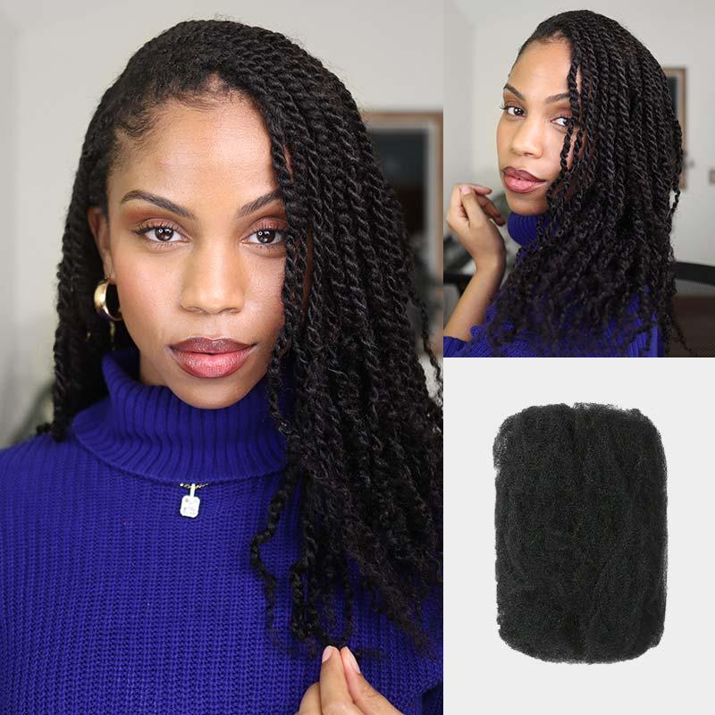 QVR Natural Black Afro kinky Bulk Hair Extensions For Braiding Dreadlock Human Hair 2