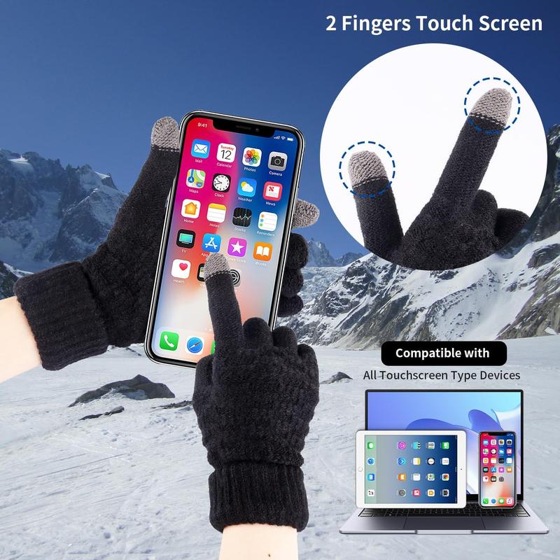 Winter Gloves for Women - 4 Pairs Touchscreen Gloves for Women Cold Weather, Fashion Knit Mittens Warm Winter Gloves