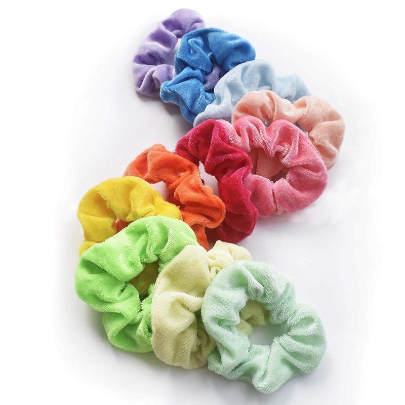 60 Pcs Velvet Hair Scrunchies Elastic Hair Ties Hair Bands Scrunchy Ropes Scrunchie for Women Hair Accessories - 60 Assorted Colors Scrunchies