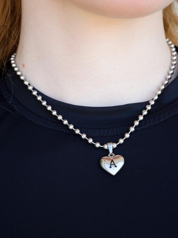 Initial Heart Necklace | Waterproof Jewelry | Silver Stainless Steel and Gold