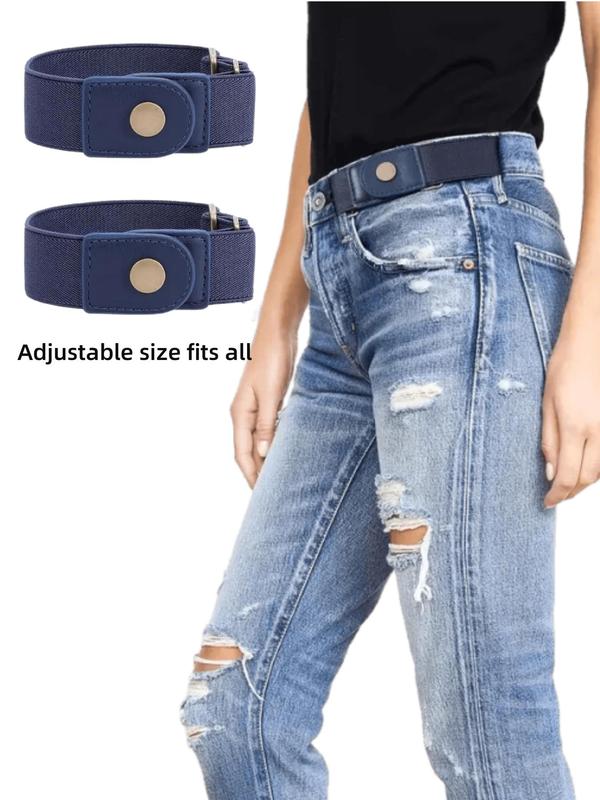 1 Pair No Buckle Elastic Belt for Women Men, High Stretch Belt for Pants Jeans, Casual Buckle Free Adjustable Invisible Belt, Trendy Accessories