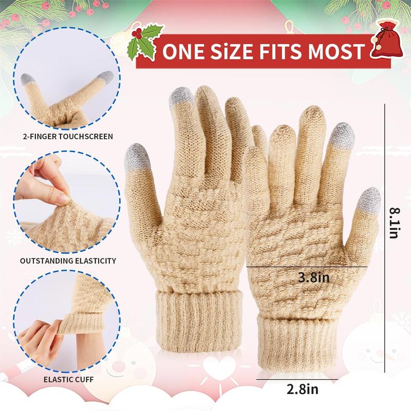 Winter Gloves for Women - 4 Pairs Touchscreen Gloves for Women Cold Weather, Fashion Knit Mittens Warm Winter Gloves