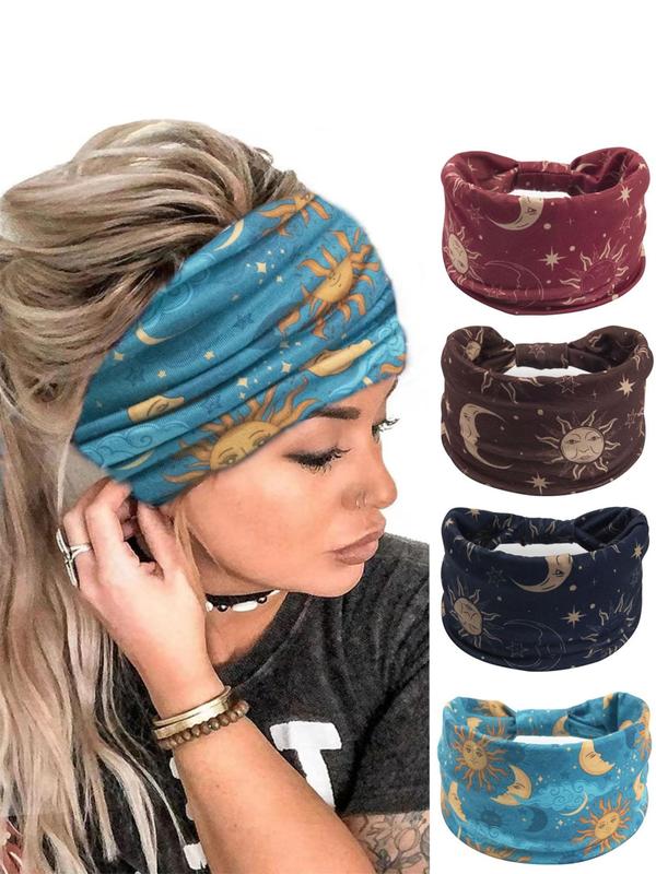 Women's Galaxy Print Twist Sports Hair Band, Breathable Elastic Wide Band Hair Band for Tennis Pickleball, Summer Sports Hair Band for Gym Workout Running, Gym Hair Bands, Fall Outfits, Fallfreshness