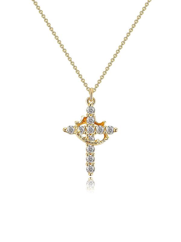 Cross crown necklace Rotatable crown Smart and bright cross necklace Suitable for men and women Valentine's Day gift Give him her a special gift Christmas Anniversary Mother's Day Valentine's Day Graduation ceremony Birthday gift