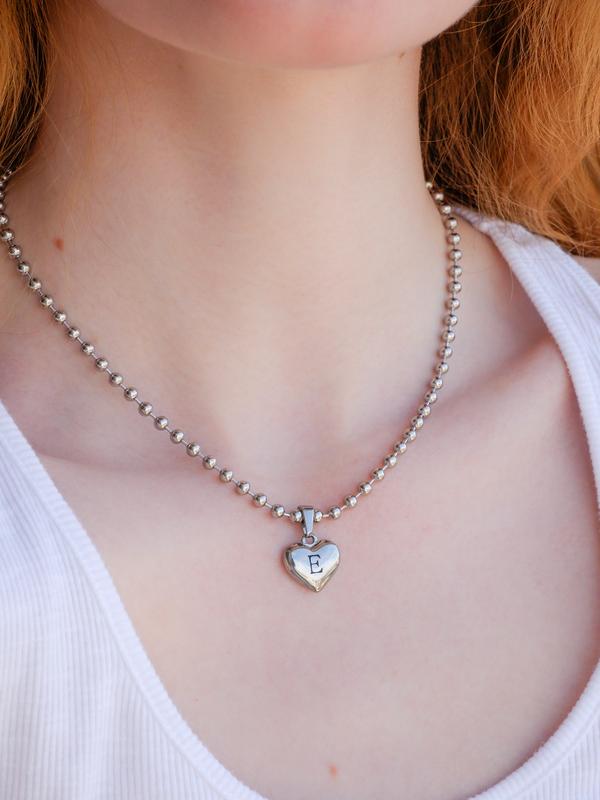 Initial Heart Necklace | Waterproof Jewelry | Silver Stainless Steel and Gold