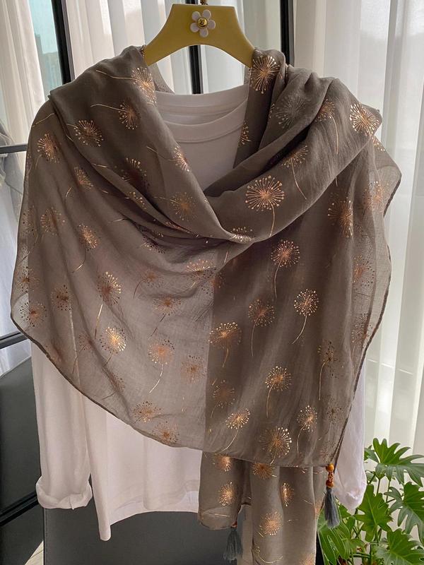 Women's Plants Decor Shawl, Casual Soft Comfortable Scarf for Women, Fashion Accessories for Daily Wear, Trendy All-match & Exquisite Scarf for Birthday Gift