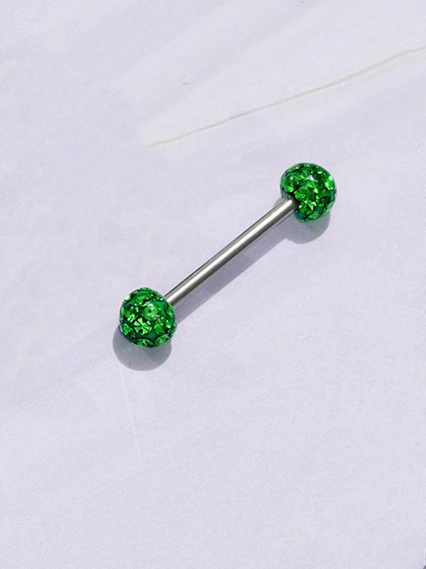 Mixed Style Rhinestone Decorated Tongue Studs Nipple Studs, 12pcs Stainless Steel Body Piercing Jewelry, Fashion Body Jewelry for Women & Men