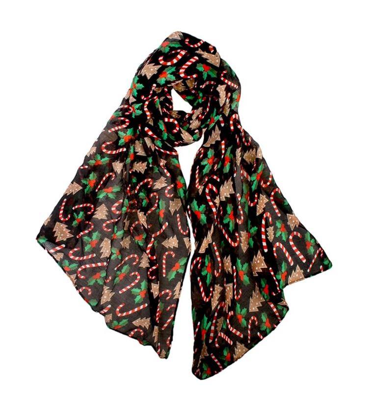 Soft Festive Prints Christmas Scarf for Women - Lightweight Holiday Wrap, Perfect Gift for Fall & Winter