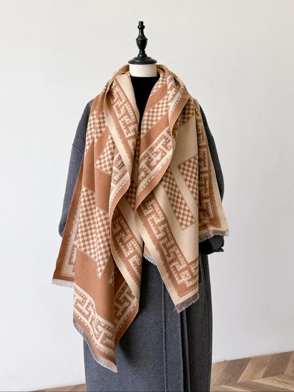 Street Trend Checkerboard Pattern Two-sided Shawl, Casual Trendy Warm Scarf, Fashionable Accessories for Fall & Winter