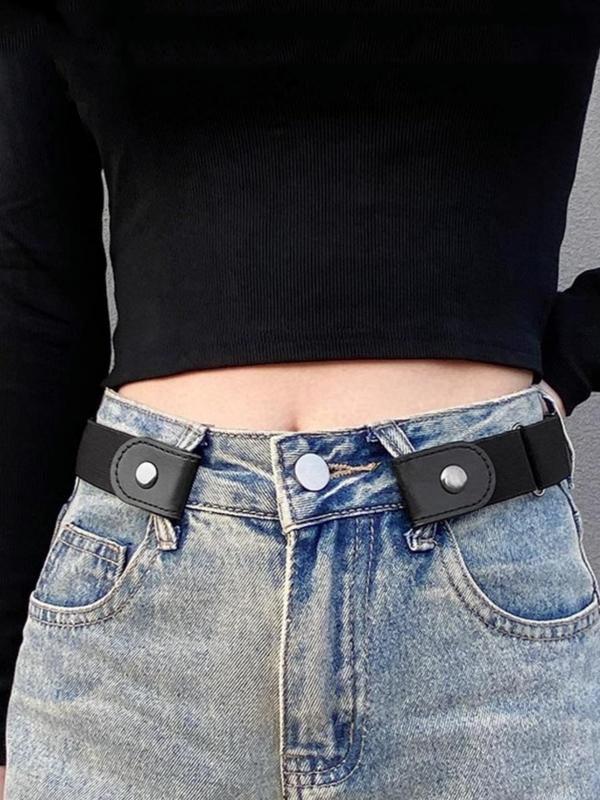 1 Pair No Buckle Elastic Belt for Women Men, High Stretch Belt for Pants Jeans, Casual Buckle Free Adjustable Invisible Belt, Trendy Accessories