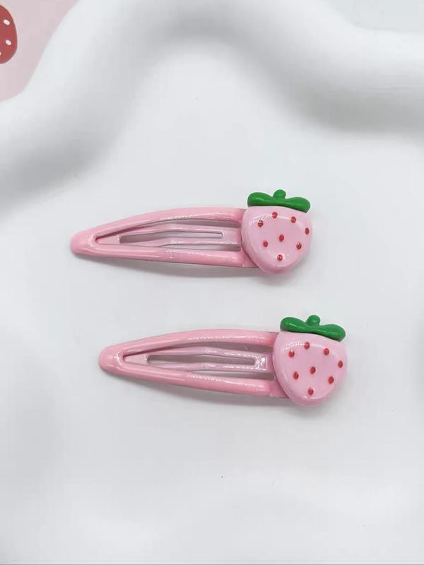 Cute Strawberry Design Hair Clip (4pcs), Fashionable Hair Accessories for Women & Girls, Lovely Hairwear Plain Color Temperament Bangs Clip for Party, Daily Clothing Decor