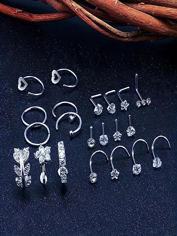 Women's Elegant Rhinestone Decorated Summer Nose Studs, Fashion Body Piercings Kits Jewelry for Women & Girls for Party, Daily Clothing Decor, Summer Trendy Body Jewelry, Birthday Gift for Her, for Fall